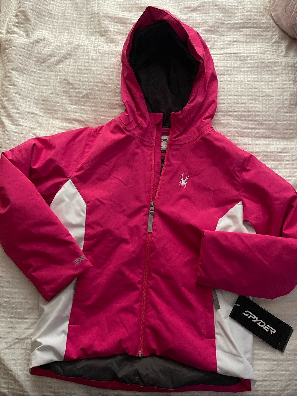 Spyder Girls Hot Pink Hooded Raincoat with White Accents